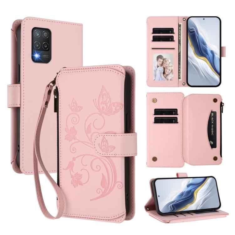 Butterfly Love Flower Multi-card Zipper Wallet Leather Phone Case, For Realme 10 Pro 5G, For Realme 10 Pro+ 5G, For Realme 10 4G Global, For Realme C30 4G / C30s / Narzo 50i, For Realme GT Neo 3T, For Realme 9 Pro+ 5G / Narzo 50 Pro 5G                 ...