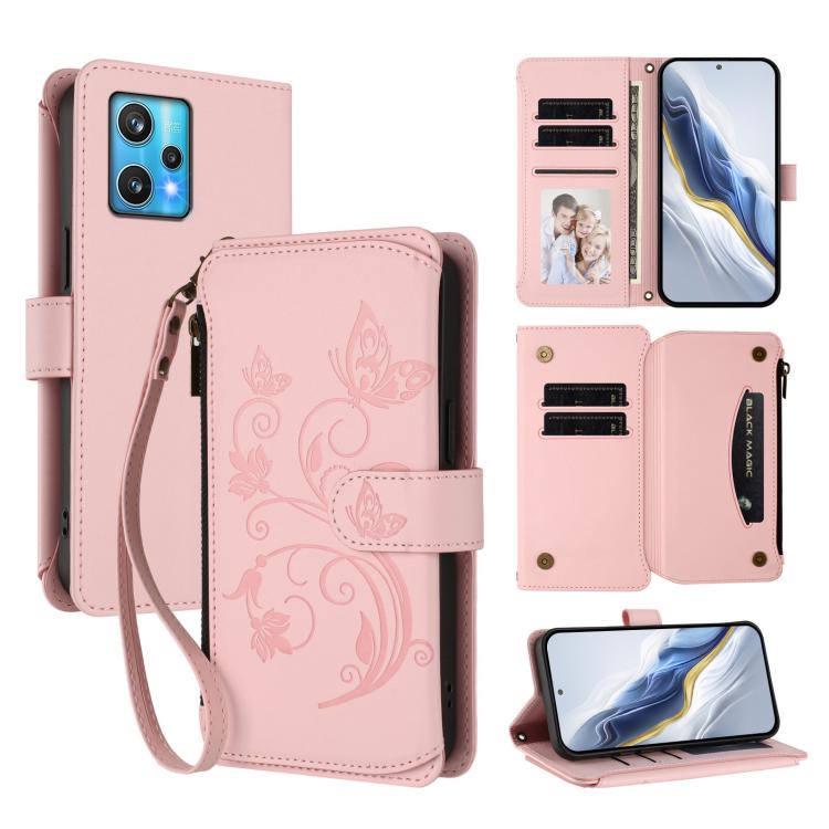 Butterfly Love Flower Multi-card Zipper Wallet Leather Phone Case, For Realme 10 Pro 5G, For Realme 10 Pro+ 5G, For Realme 10 4G Global, For Realme C30 4G / C30s / Narzo 50i, For Realme GT Neo 3T, For Realme 9 Pro+ 5G / Narzo 50 Pro 5G                 ...