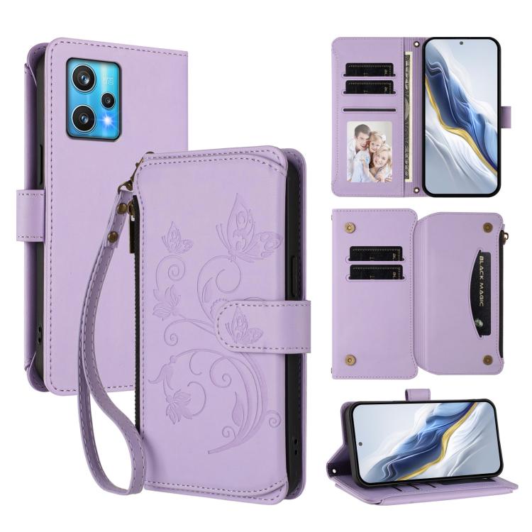 Butterfly Love Flower Multi-card Zipper Wallet Leather Phone Case, For Realme 10 Pro 5G, For Realme 10 Pro+ 5G, For Realme 10 4G Global, For Realme C30 4G / C30s / Narzo 50i, For Realme GT Neo 3T, For Realme 9 Pro+ 5G / Narzo 50 Pro 5G                 ...