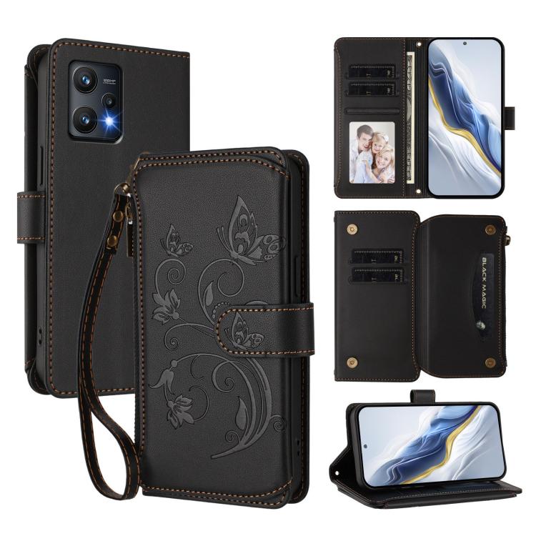 Butterfly Love Flower Multi-card Zipper Wallet Leather Phone Case, For Realme 10 Pro 5G, For Realme 10 Pro+ 5G, For Realme 10 4G Global, For Realme C30 4G / C30s / Narzo 50i, For Realme GT Neo 3T, For Realme 9 Pro+ 5G / Narzo 50 Pro 5G                 ...