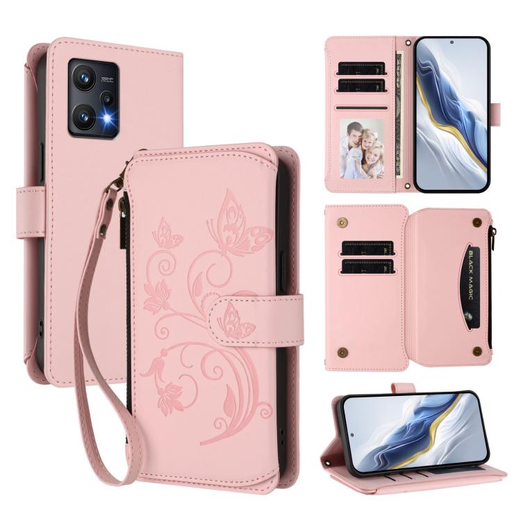 Butterfly Love Flower Multi-card Zipper Wallet Leather Phone Case, For Realme 10 Pro 5G, For Realme 10 Pro+ 5G, For Realme 10 4G Global, For Realme C30 4G / C30s / Narzo 50i, For Realme GT Neo 3T, For Realme 9 Pro+ 5G / Narzo 50 Pro 5G                 ...