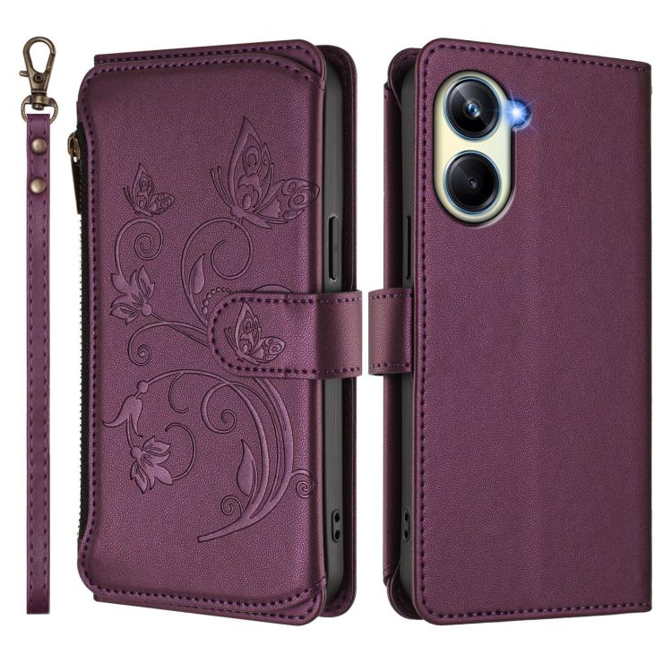 Butterfly Love Flower Multi-card Zipper Wallet Leather Phone Case, For Realme 10 Pro 5G, For Realme 10 Pro+ 5G, For Realme 10 4G Global, For Realme C30 4G / C30s / Narzo 50i, For Realme GT Neo 3T, For Realme 9 Pro+ 5G / Narzo 50 Pro 5G                 ...