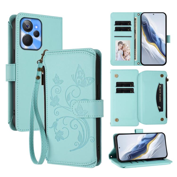 Butterfly Love Flower Multi-card Zipper Wallet Leather Phone Case, For Realme C67 4G / 12 Lite 4G Global, For Realme 12 Pro / 12 Pro+ / P1 Pro 5G, For Realme C53 / C51 4G Global, For Realme 11 5G Global / C67 5G India, For Realme 11 4G Global          ...