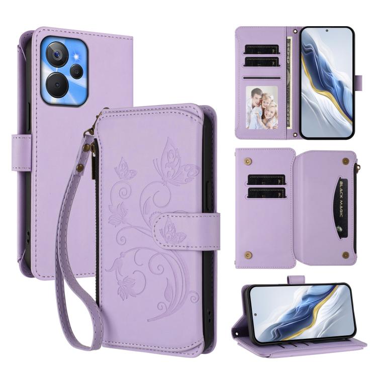 Butterfly Love Flower Multi-card Zipper Wallet Leather Phone Case, For Realme C67 4G / 12 Lite 4G Global, For Realme 12 Pro / 12 Pro+ / P1 Pro 5G, For Realme C53 / C51 4G Global, For Realme 11 5G Global / C67 5G India, For Realme 11 4G Global          ...