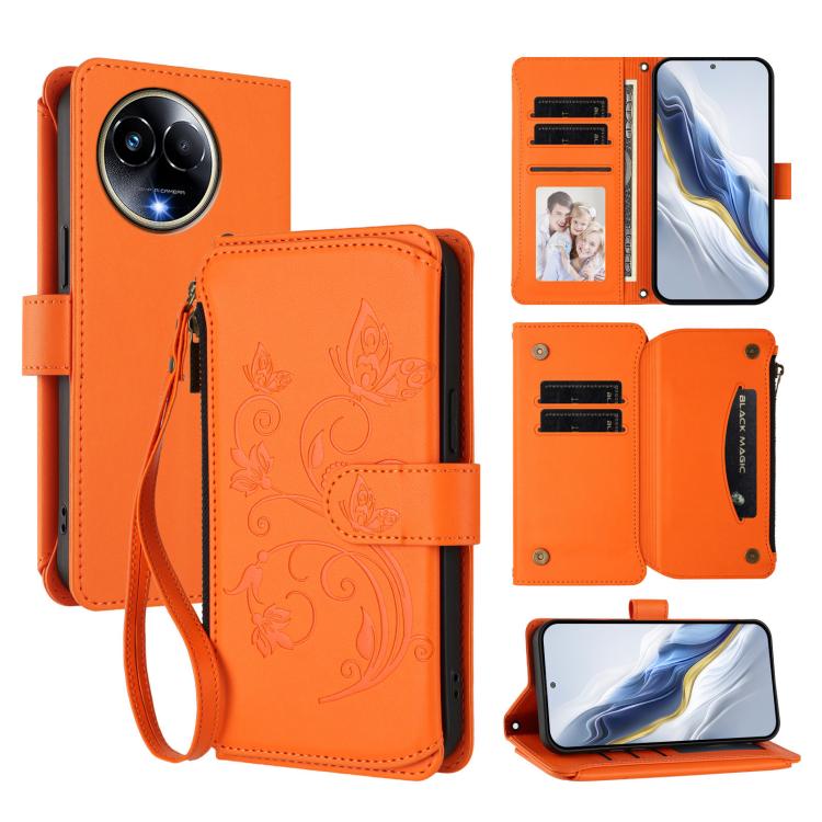 Butterfly Love Flower Multi-card Zipper Wallet Leather Phone Case, For Realme C67 4G / 12 Lite 4G Global, For Realme 12 Pro / 12 Pro+ / P1 Pro 5G, For Realme C53 / C51 4G Global, For Realme 11 5G Global / C67 5G India, For Realme 11 4G Global          ...