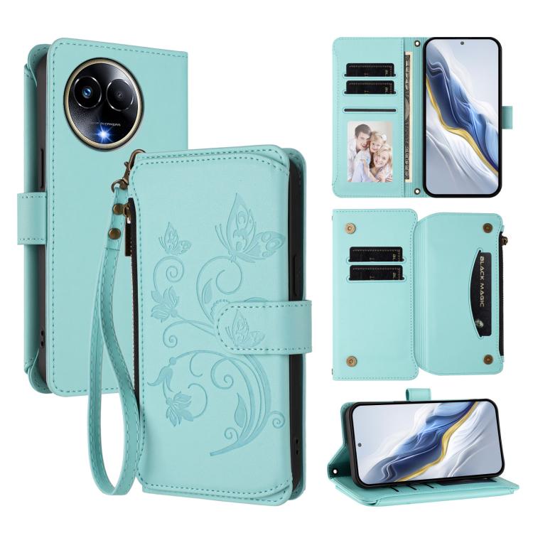 Butterfly Love Flower Multi-card Zipper Wallet Leather Phone Case, For Realme C67 4G / 12 Lite 4G Global, For Realme 12 Pro / 12 Pro+ / P1 Pro 5G, For Realme C53 / C51 4G Global, For Realme 11 5G Global / C67 5G India, For Realme 11 4G Global          ...