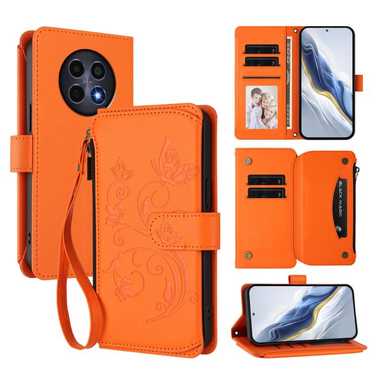 Butterfly Love Flower Multi-card Zipper Wallet Leather Phone Case, For Realme C75 4G Global / 14x 5G India, For Realme 14 Pro+ 5G, For Realme 14 Pro+ 5G Global, For Realme 14 Pro 5G India, For Realme GT 7 Pro 5G / GT7 Pro Racing, For Realme C63 5G Glob...