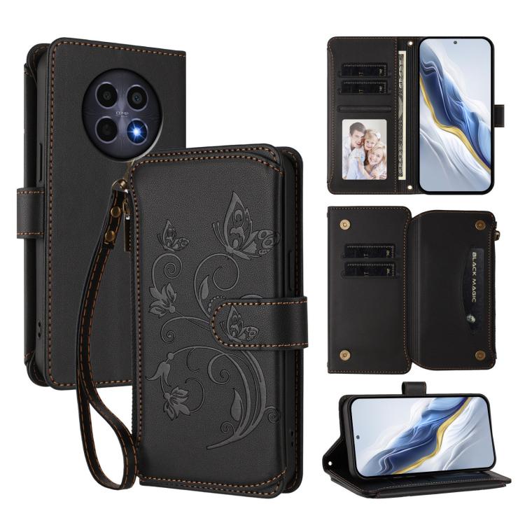 Butterfly Love Flower Multi-card Zipper Wallet Leather Phone Case, For Realme C75 4G Global / 14x 5G India, For Realme 14 Pro+ 5G, For Realme 14 Pro+ 5G Global, For Realme 14 Pro 5G India, For Realme GT 7 Pro 5G / GT7 Pro Racing, For Realme C63 5G Glob...