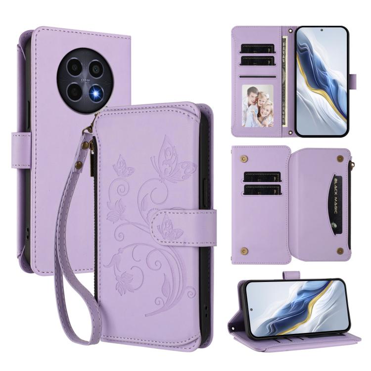 Butterfly Love Flower Multi-card Zipper Wallet Leather Phone Case, For Realme C75 4G Global / 14x 5G India, For Realme 14 Pro+ 5G, For Realme 14 Pro+ 5G Global, For Realme 14 Pro 5G India, For Realme GT 7 Pro 5G / GT7 Pro Racing, For Realme C63 5G Glob...