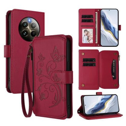 Butterfly Love Flower Multi-card Zipper Wallet Leather Phone Case, For Realme C75 4G Global / 14x 5G India, For Realme 14 Pro+ 5G, For Realme 14 Pro+ 5G Global, For Realme 14 Pro 5G India, For Realme GT 7 Pro 5G / GT7 Pro Racing, For Realme C63 5G Glob...