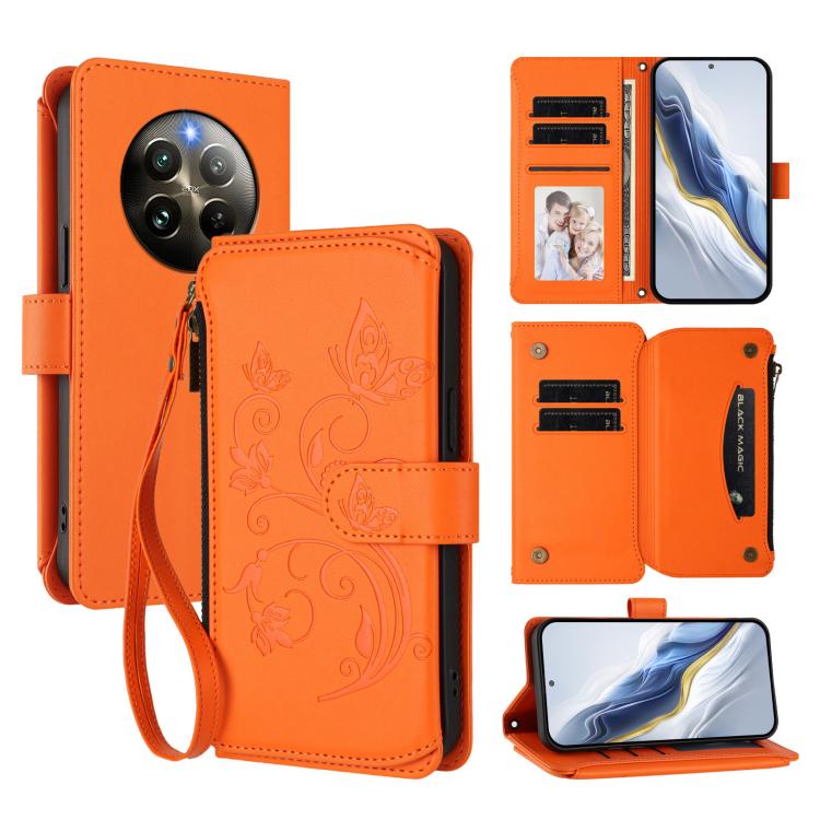 Butterfly Love Flower Multi-card Zipper Wallet Leather Phone Case, For Realme C75 4G Global / 14x 5G India, For Realme 14 Pro+ 5G, For Realme 14 Pro+ 5G Global, For Realme 14 Pro 5G India, For Realme GT 7 Pro 5G / GT7 Pro Racing, For Realme C63 5G Glob...