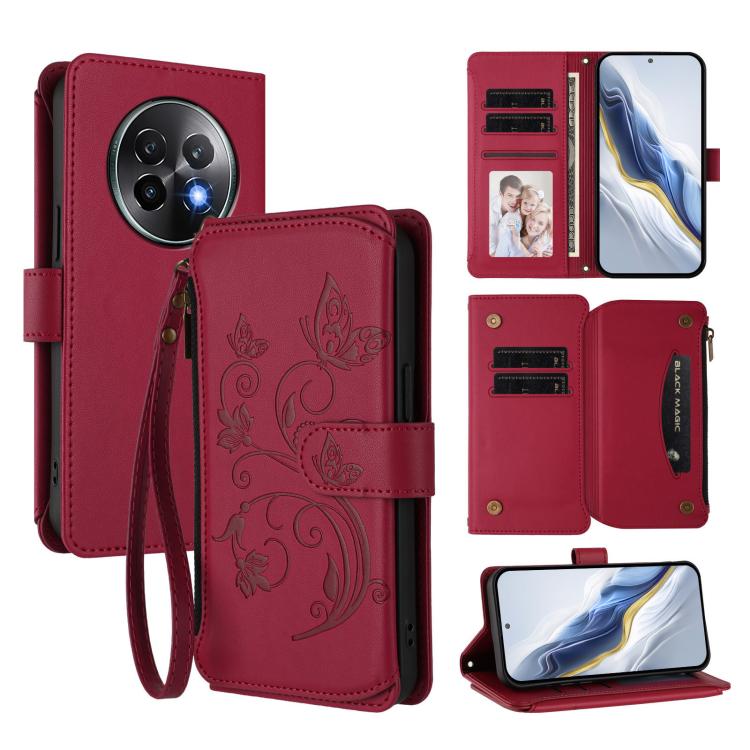Butterfly Love Flower Multi-card Zipper Wallet Leather Phone Case, For Realme C75 4G Global / 14x 5G India, For Realme 14 Pro+ 5G, For Realme 14 Pro+ 5G Global, For Realme 14 Pro 5G India, For Realme GT 7 Pro 5G / GT7 Pro Racing, For Realme C63 5G Glob...
