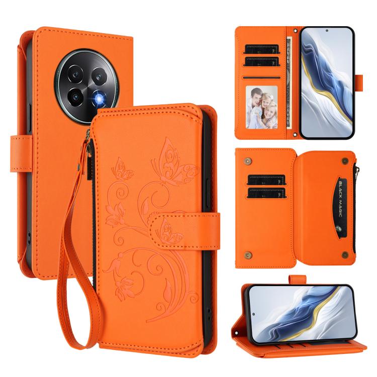 Butterfly Love Flower Multi-card Zipper Wallet Leather Phone Case, For Realme C75 4G Global / 14x 5G India, For Realme 14 Pro+ 5G, For Realme 14 Pro+ 5G Global, For Realme 14 Pro 5G India, For Realme GT 7 Pro 5G / GT7 Pro Racing, For Realme C63 5G Glob...