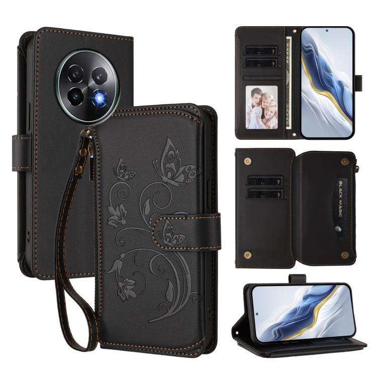 Butterfly Love Flower Multi-card Zipper Wallet Leather Phone Case, For Realme C75 4G Global / 14x 5G India, For Realme 14 Pro+ 5G, For Realme 14 Pro+ 5G Global, For Realme 14 Pro 5G India, For Realme GT 7 Pro 5G / GT7 Pro Racing, For Realme C63 5G Glob...