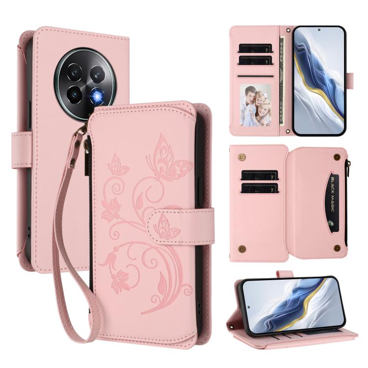 Butterfly Love Flower Multi-card Zipper Wallet Leather Phone Case, For Realme C75 4G Global / 14x 5G India, For Realme 14 Pro+ 5G, For Realme 14 Pro+ 5G Global, For Realme 14 Pro 5G India, For Realme GT 7 Pro 5G / GT7 Pro Racing, For Realme C63 5G Glob...