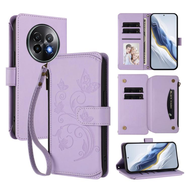 Butterfly Love Flower Multi-card Zipper Wallet Leather Phone Case, For Realme C75 4G Global / 14x 5G India, For Realme 14 Pro+ 5G, For Realme 14 Pro+ 5G Global, For Realme 14 Pro 5G India, For Realme GT 7 Pro 5G / GT7 Pro Racing, For Realme C63 5G Glob...