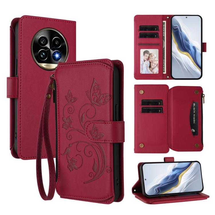 Butterfly Love Flower Multi-card Zipper Wallet Leather Phone Case, For Realme C75 4G Global / 14x 5G India, For Realme 14 Pro+ 5G, For Realme 14 Pro+ 5G Global, For Realme 14 Pro 5G India, For Realme GT 7 Pro 5G / GT7 Pro Racing, For Realme C63 5G Glob...