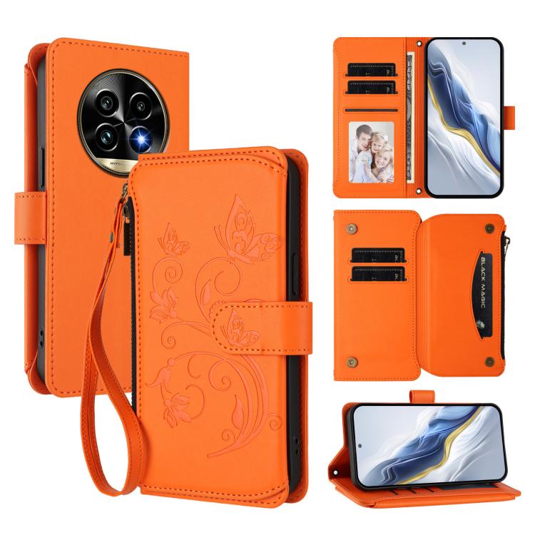 Butterfly Love Flower Multi-card Zipper Wallet Leather Phone Case, For Realme C75 4G Global / 14x 5G India, For Realme 14 Pro+ 5G, For Realme 14 Pro+ 5G Global, For Realme 14 Pro 5G India, For Realme GT 7 Pro 5G / GT7 Pro Racing, For Realme C63 5G Glob...