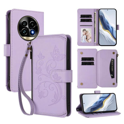 Butterfly Love Flower Multi-card Zipper Wallet Leather Phone Case, For Realme C75 4G Global / 14x 5G India, For Realme 14 Pro+ 5G, For Realme 14 Pro+ 5G Global, For Realme 14 Pro 5G India, For Realme GT 7 Pro 5G / GT7 Pro Racing, For Realme C63 5G Glob...