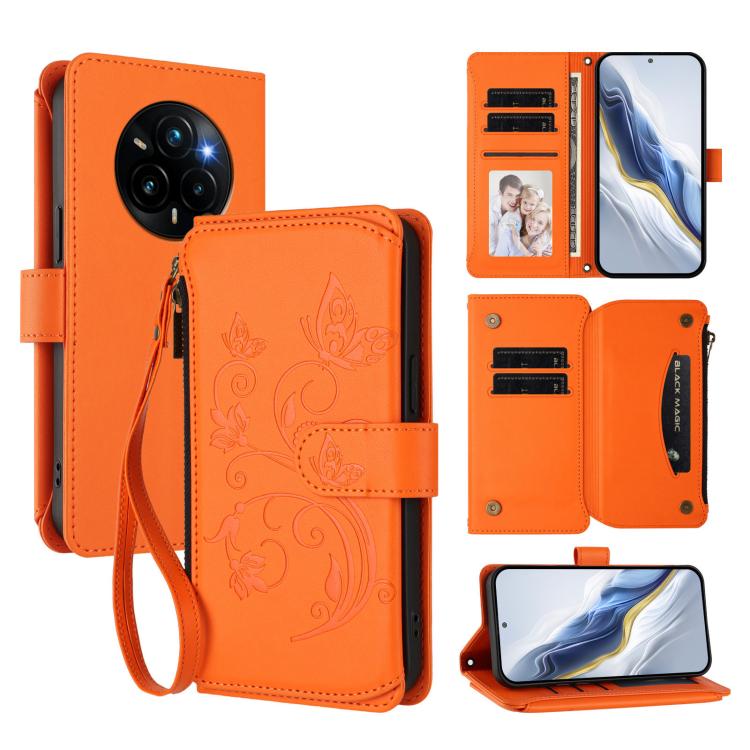 Butterfly Love Flower Multi-card Zipper Wallet Leather Phone Case, For Realme C75 4G Global / 14x 5G India, For Realme 14 Pro+ 5G, For Realme 14 Pro+ 5G Global, For Realme 14 Pro 5G India, For Realme GT 7 Pro 5G / GT7 Pro Racing, For Realme C63 5G Glob...