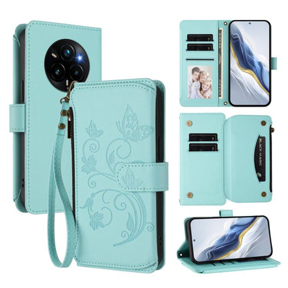 Butterfly Love Flower Multi-card Zipper Wallet Leather Phone Case, For Realme C75 4G Global / 14x 5G India, For Realme 14 Pro+ 5G, For Realme 14 Pro+ 5G Global, For Realme 14 Pro 5G India, For Realme GT 7 Pro 5G / GT7 Pro Racing, For Realme C63 5G Glob...