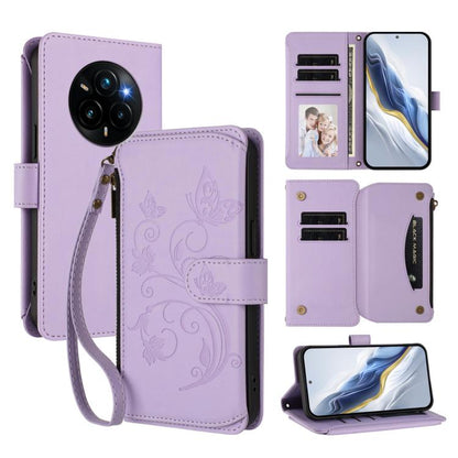 Butterfly Love Flower Multi-card Zipper Wallet Leather Phone Case, For Realme C75 4G Global / 14x 5G India, For Realme 14 Pro+ 5G, For Realme 14 Pro+ 5G Global, For Realme 14 Pro 5G India, For Realme GT 7 Pro 5G / GT7 Pro Racing, For Realme C63 5G Glob...