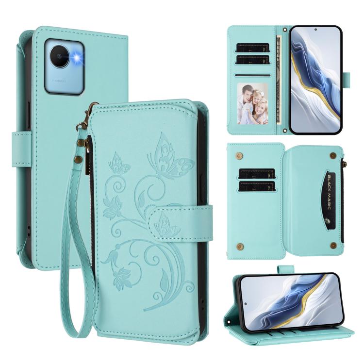 Butterfly Love Flower Multi-card Zipper Wallet Leather Phone Case, For Realme 10 Pro 5G, For Realme 10 Pro+ 5G, For Realme 10 4G Global, For Realme C30 4G / C30s / Narzo 50i, For Realme GT Neo 3T, For Realme 9 Pro+ 5G / Narzo 50 Pro 5G                 ...