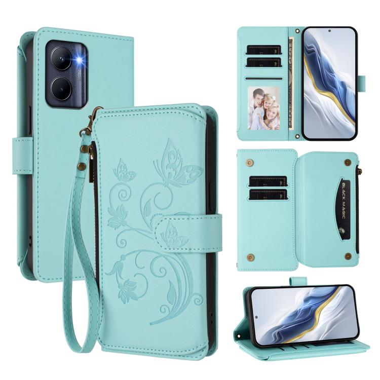 Butterfly Love Flower Multi-card Zipper Wallet Leather Phone Case, For Realme C67 4G / 12 Lite 4G Global, For Realme 12 Pro / 12 Pro+ / P1 Pro 5G, For Realme C53 / C51 4G Global, For Realme 11 5G Global / C67 5G India, For Realme 11 4G Global          ...