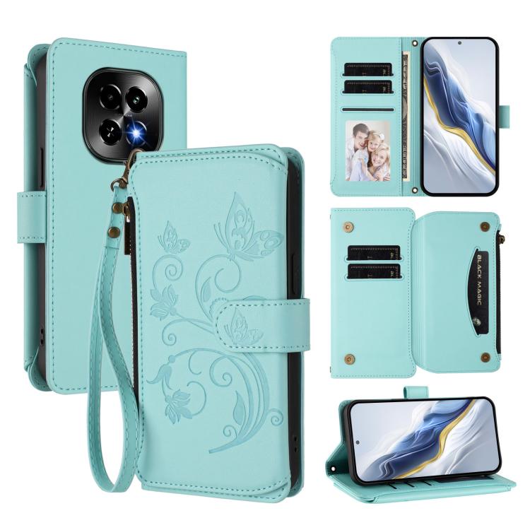 Butterfly Love Flower Multi-card Zipper Wallet Leather Phone Case, For Realme C75 4G Global / 14x 5G India, For Realme 14 Pro+ 5G, For Realme 14 Pro+ 5G Global, For Realme 14 Pro 5G India, For Realme GT 7 Pro 5G / GT7 Pro Racing, For Realme C63 5G Glob...