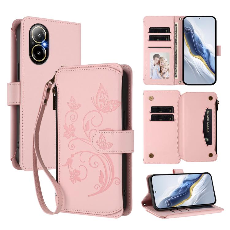 Butterfly Love Flower Multi-card Zipper Wallet Leather Phone Case, For Realme C67 4G / 12 Lite 4G Global, For Realme 12 Pro / 12 Pro+ / P1 Pro 5G, For Realme C53 / C51 4G Global, For Realme 11 5G Global / C67 5G India, For Realme 11 4G Global          ...