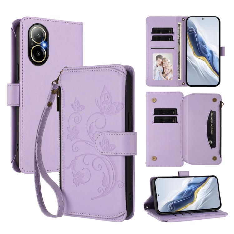 Butterfly Love Flower Multi-card Zipper Wallet Leather Phone Case, For Realme C67 4G / 12 Lite 4G Global, For Realme 12 Pro / 12 Pro+ / P1 Pro 5G, For Realme C53 / C51 4G Global, For Realme 11 5G Global / C67 5G India, For Realme 11 4G Global          ...