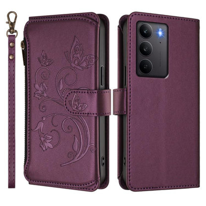Butterfly Love Flower Multi-card Zipper Wallet Leather Phone Case, For Realme C75 4G Global / 14x 5G India, For Realme 14 Pro+ 5G, For Realme 14 Pro+ 5G Global, For Realme 14 Pro 5G India, For Realme GT 7 Pro 5G / GT7 Pro Racing, For Realme C63 5G Glob...