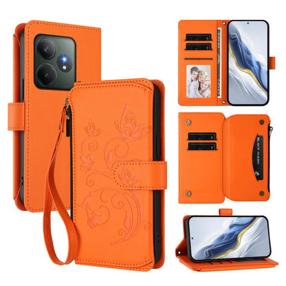 Butterfly Love Flower Multi-card Zipper Wallet Leather Phone Case, For Realme C75 4G Global / 14x 5G India, For Realme 14 Pro+ 5G, For Realme 14 Pro+ 5G Global, For Realme 14 Pro 5G India, For Realme GT 7 Pro 5G / GT7 Pro Racing, For Realme C63 5G Glob...