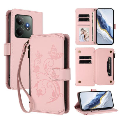 Butterfly Love Flower Multi-card Zipper Wallet Leather Phone Case, For Realme C75 4G Global / 14x 5G India, For Realme 14 Pro+ 5G, For Realme 14 Pro+ 5G Global, For Realme 14 Pro 5G India, For Realme GT 7 Pro 5G / GT7 Pro Racing, For Realme C63 5G Glob...