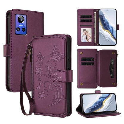 Butterfly Love Flower Multi-card Zipper Wallet Leather Phone Case, For Realme 10 Pro 5G, For Realme 10 Pro+ 5G, For Realme 10 4G Global, For Realme C30 4G / C30s / Narzo 50i, For Realme GT Neo 3T, For Realme 9 Pro+ 5G / Narzo 50 Pro 5G                 ...