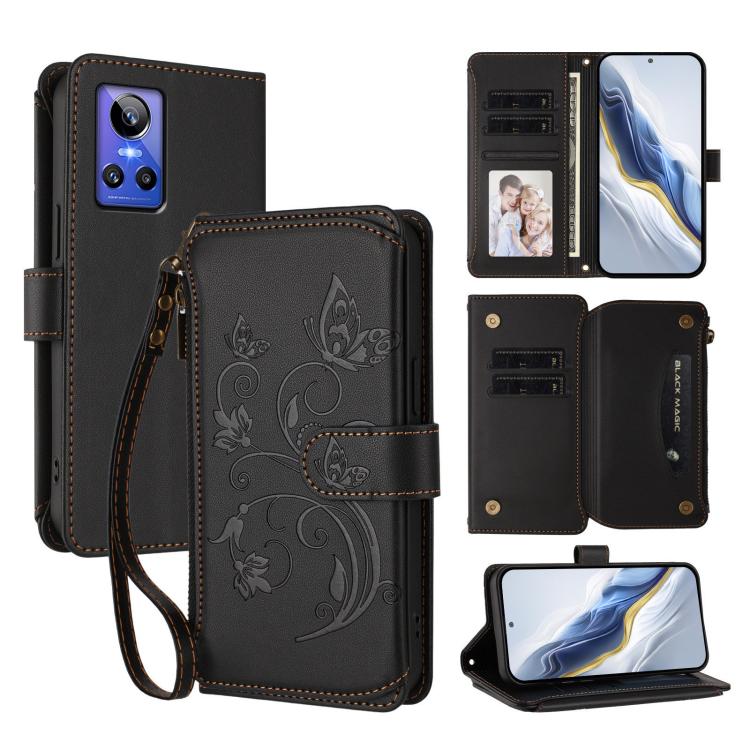 Butterfly Love Flower Multi-card Zipper Wallet Leather Phone Case, For Realme 10 Pro 5G, For Realme 10 Pro+ 5G, For Realme 10 4G Global, For Realme C30 4G / C30s / Narzo 50i, For Realme GT Neo 3T, For Realme 9 Pro+ 5G / Narzo 50 Pro 5G                 ...