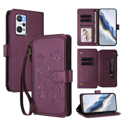 Butterfly Love Flower Multi-card Zipper Wallet Leather Phone Case, For Realme 10 Pro 5G, For Realme 10 Pro+ 5G, For Realme 10 4G Global, For Realme C30 4G / C30s / Narzo 50i, For Realme GT Neo 3T, For Realme 9 Pro+ 5G / Narzo 50 Pro 5G                 ...