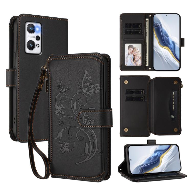Butterfly Love Flower Multi-card Zipper Wallet Leather Phone Case, For Realme 10 Pro 5G, For Realme 10 Pro+ 5G, For Realme 10 4G Global, For Realme C30 4G / C30s / Narzo 50i, For Realme GT Neo 3T, For Realme 9 Pro+ 5G / Narzo 50 Pro 5G                 ...