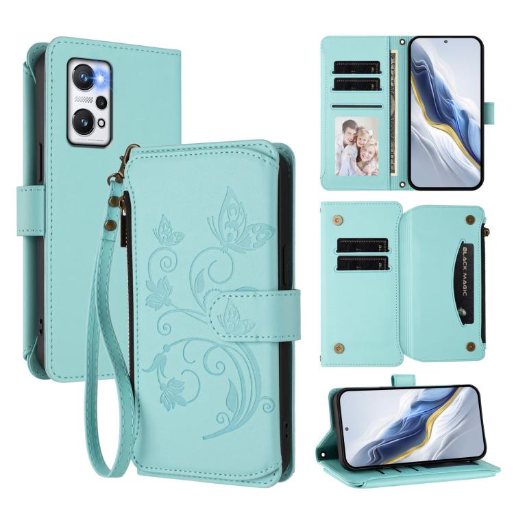 Butterfly Love Flower Multi-card Zipper Wallet Leather Phone Case, For Realme 10 Pro 5G, For Realme 10 Pro+ 5G, For Realme 10 4G Global, For Realme C30 4G / C30s / Narzo 50i, For Realme GT Neo 3T, For Realme 9 Pro+ 5G / Narzo 50 Pro 5G                 ...
