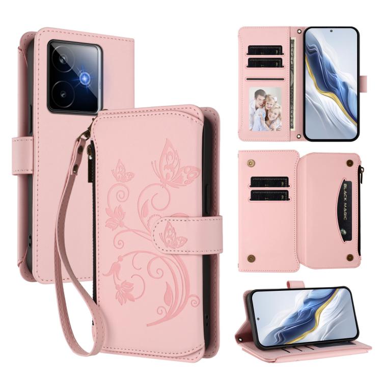 Butterfly Love Flower Multi-card Zipper Wallet Leather Phone Case, For Realme P4 5G, For Realme 15T 5G Global, For Realme C71 4G India, For Realme 15 5G / 15 Pro 5G, For Realme C71 4G Global, For Realme Neo7 Turbo, For Realme GT 7 5G India             ...