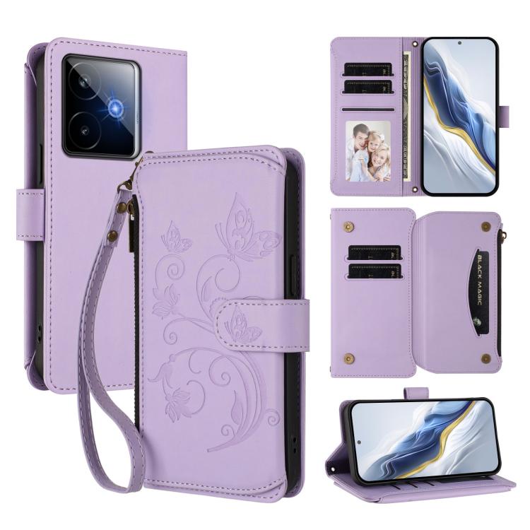 Butterfly Love Flower Multi-card Zipper Wallet Leather Phone Case, For Realme P4 5G, For Realme 15T 5G Global, For Realme C71 4G India, For Realme 15 5G / 15 Pro 5G, For Realme C71 4G Global, For Realme Neo7 Turbo, For Realme GT 7 5G India             ...
