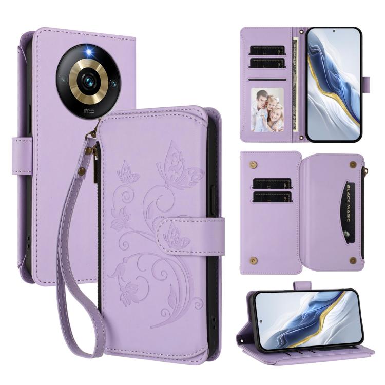 Butterfly Love Flower Multi-card Zipper Wallet Leather Phone Case, For Realme C67 4G / 12 Lite 4G Global, For Realme 12 Pro / 12 Pro+ / P1 Pro 5G, For Realme C53 / C51 4G Global, For Realme 11 5G Global / C67 5G India, For Realme 11 4G Global          ...