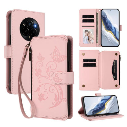 Butterfly Love Flower Multi-card Zipper Wallet Leather Phone Case, For Realme P4x 5G / OnePlus Nord CE6 Lite, For Realme 16T 5G Global, For Realme C100 / C85 5G Global / 15X 5G, For Realme P4 Power 4G, For Realme Note 80 4G Global, For Realme 16 5G Glo...