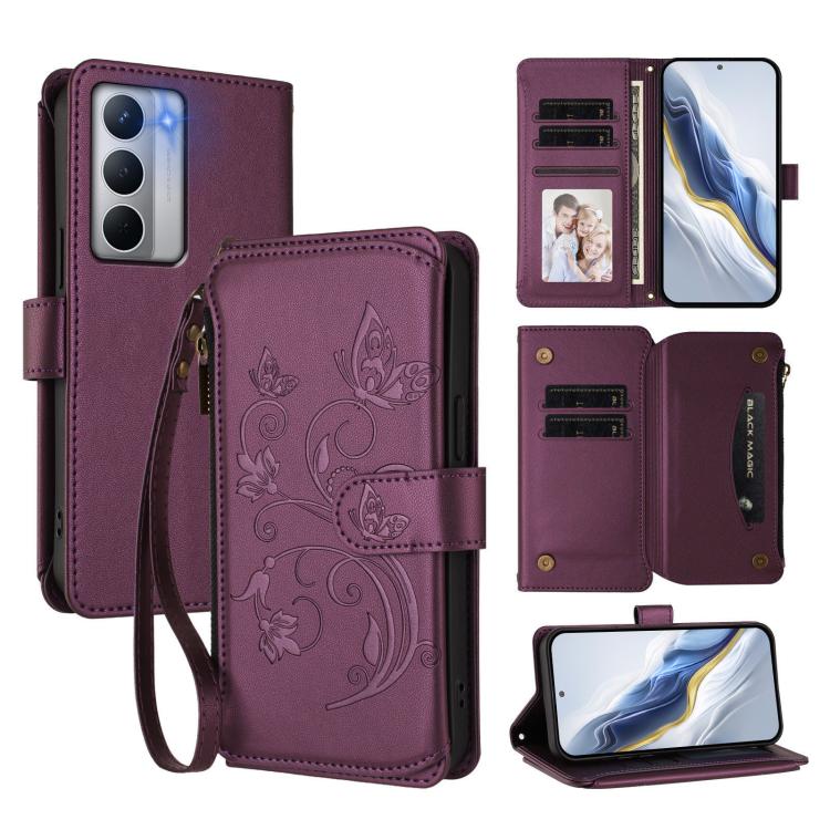 Butterfly Love Flower Multi-card Zipper Wallet Leather Phone Case, For Realme P4 5G, For Realme 15T 5G Global, For Realme C71 4G India, For Realme 15 5G / 15 Pro 5G, For Realme C71 4G Global, For Realme Neo7 Turbo, For Realme GT 7 5G India             ...