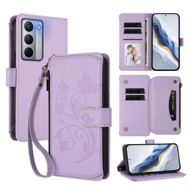 Butterfly Love Flower Multi-card Zipper Wallet Leather Phone Case, For Realme P4 5G, For Realme 15T 5G Global, For Realme C71 4G India, For Realme 15 5G / 15 Pro 5G, For Realme C71 4G Global, For Realme Neo7 Turbo, For Realme GT 7 5G India             ...