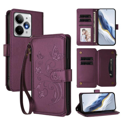 Butterfly Love Flower Multi-card Zipper Wallet Leather Phone Case, For Realme P4 5G, For Realme 15T 5G Global, For Realme C71 4G India, For Realme 15 5G / 15 Pro 5G, For Realme C71 4G Global, For Realme Neo7 Turbo, For Realme GT 7 5G India             ...