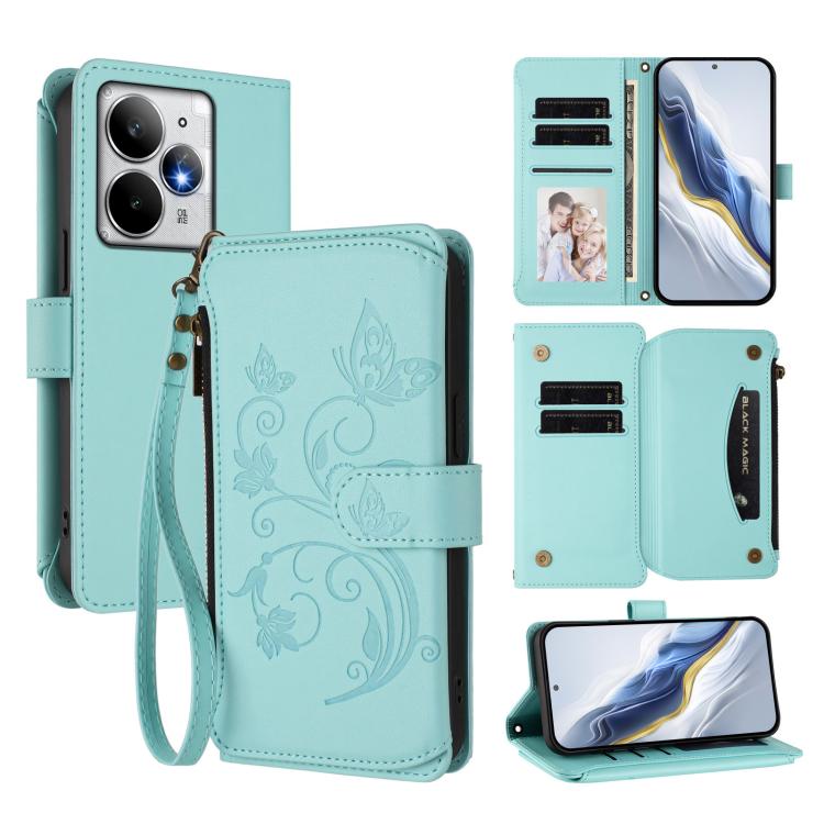 Butterfly Love Flower Multi-card Zipper Wallet Leather Phone Case, For Realme P4 5G, For Realme 15T 5G Global, For Realme C71 4G India, For Realme 15 5G / 15 Pro 5G, For Realme C71 4G Global, For Realme Neo7 Turbo, For Realme GT 7 5G India             ...