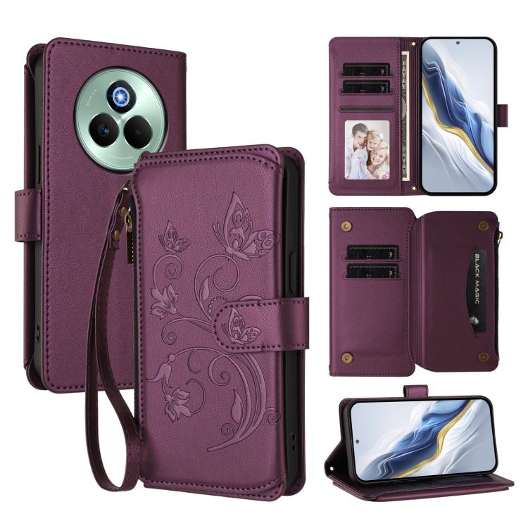 Butterfly Love Flower Multi-card Zipper Wallet Leather Phone Case, For Realme P4 5G, For Realme 15T 5G Global, For Realme C71 4G India, For Realme 15 5G / 15 Pro 5G, For Realme C71 4G Global, For Realme Neo7 Turbo, For Realme GT 7 5G India             ...