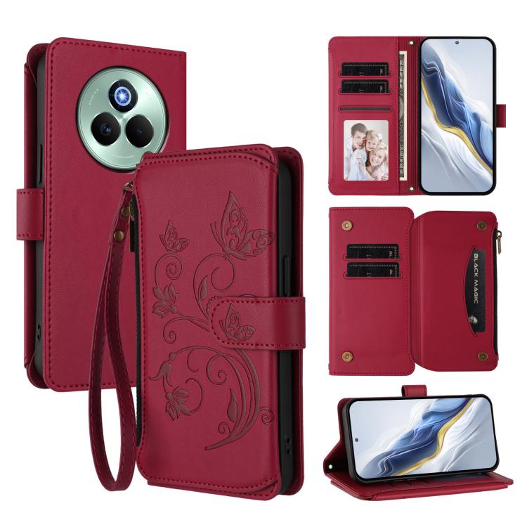 Butterfly Love Flower Multi-card Zipper Wallet Leather Phone Case, For Realme P4 5G, For Realme 15T 5G Global, For Realme C71 4G India, For Realme 15 5G / 15 Pro 5G, For Realme C71 4G Global, For Realme Neo7 Turbo, For Realme GT 7 5G India             ...