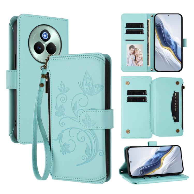 Butterfly Love Flower Multi-card Zipper Wallet Leather Phone Case, For Realme P4 5G, For Realme 15T 5G Global, For Realme C71 4G India, For Realme 15 5G / 15 Pro 5G, For Realme C71 4G Global, For Realme Neo7 Turbo, For Realme GT 7 5G India             ...